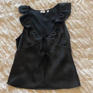 Aritzia Black Satin Blouse